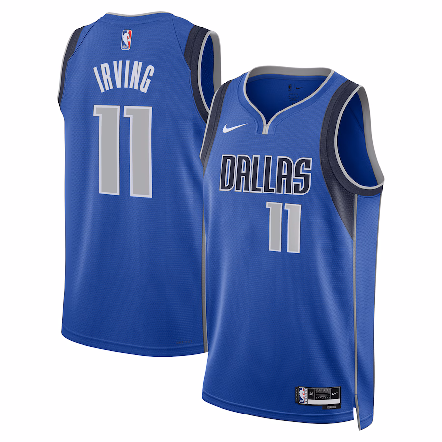 Unisex Dallas Mavericks Kyrie Irving Nike Blue Badge Swingman Replica Jersey - Icon Edition - Ujersey Shop