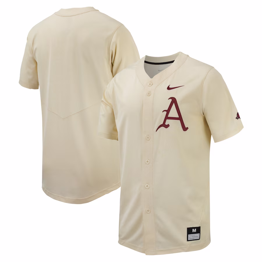 Arkansas Razorbacks Nike Replica Baseball Jersey - Cream - Ujersey Shop
