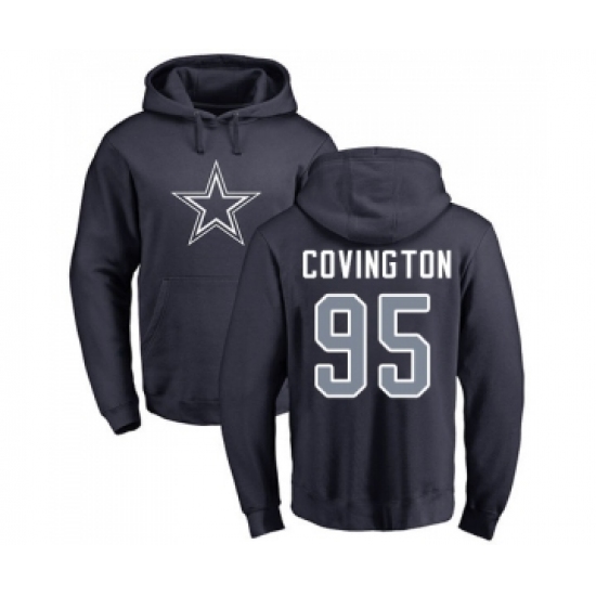 Football Dallas Cowboys #95 Christian Covington Navy Blue Name & Number Logo Pullover Hoodie - Ujersey Shop