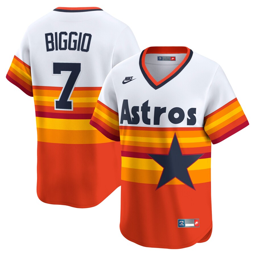 Men's Houston Astros Craig Biggio Nike White Throwback Cooperstown Collection Limited Player Jersey - Ujersey Shop