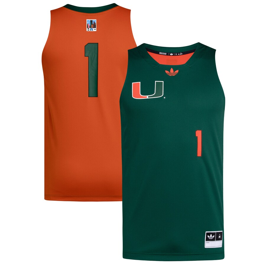 Men's adidas #1 Green/Orange Miami Hurricanes Black History Month Basketball Jersey - Ujersey Shop
