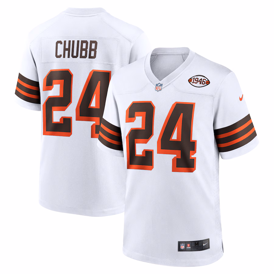 Men's Cleveland Browns Nick Chubb Nike White 1946 Collection Alternate Game Jersey - Ujersey Shop