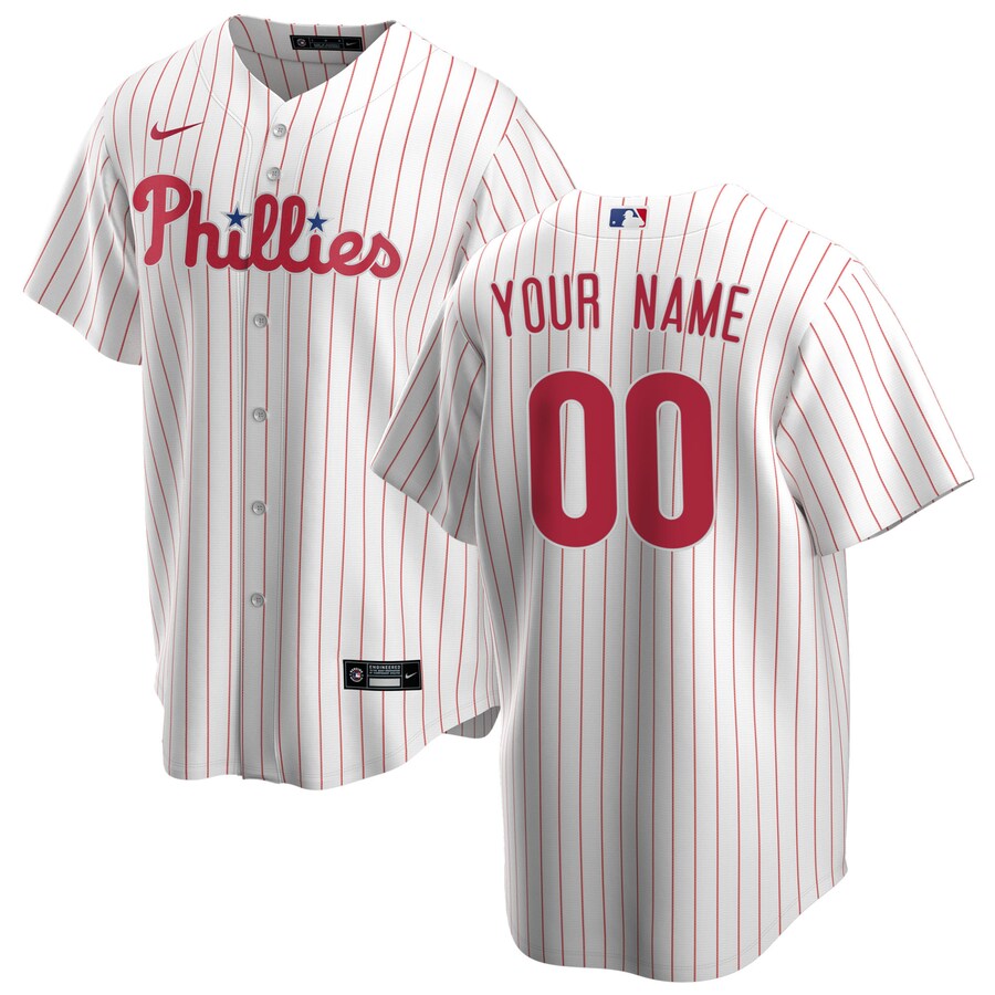 Men's Philadelphia Phillies Nike White Home Replica Custom Jersey - Ujersey Shop