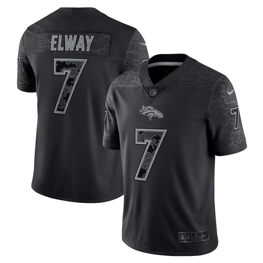 Men's Denver Broncos John Elway Nike Black Retired Player RFLCTV Limited Jersey - Ujersey Shop