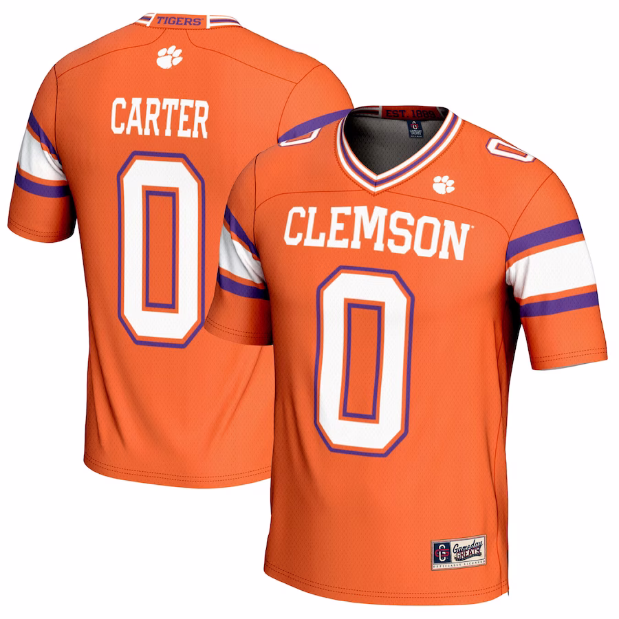 Barrett Carter Clemson Tigers GameDay Greats Youth NIL Player Football Jersey - Orange - Ujersey Shop