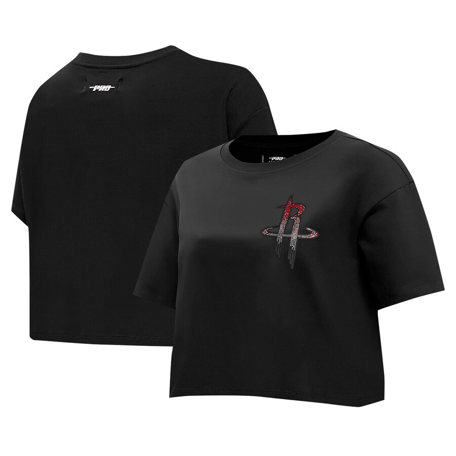 Women's Houston Rockets Pro Standard Black Jewels Boxy Cropped T-Shirt - Ujersey Shop