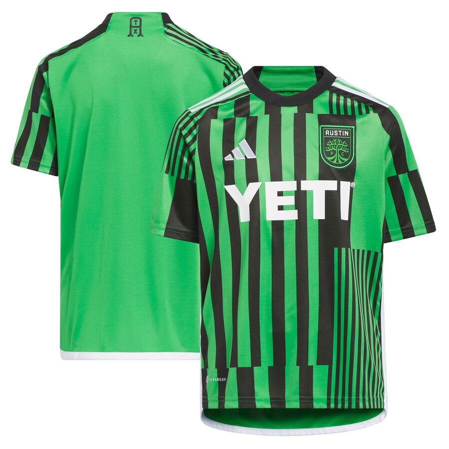 Youth Austin FC adidas Green 2023 Las Voces Kit Replica Jersey - Ujersey Shop