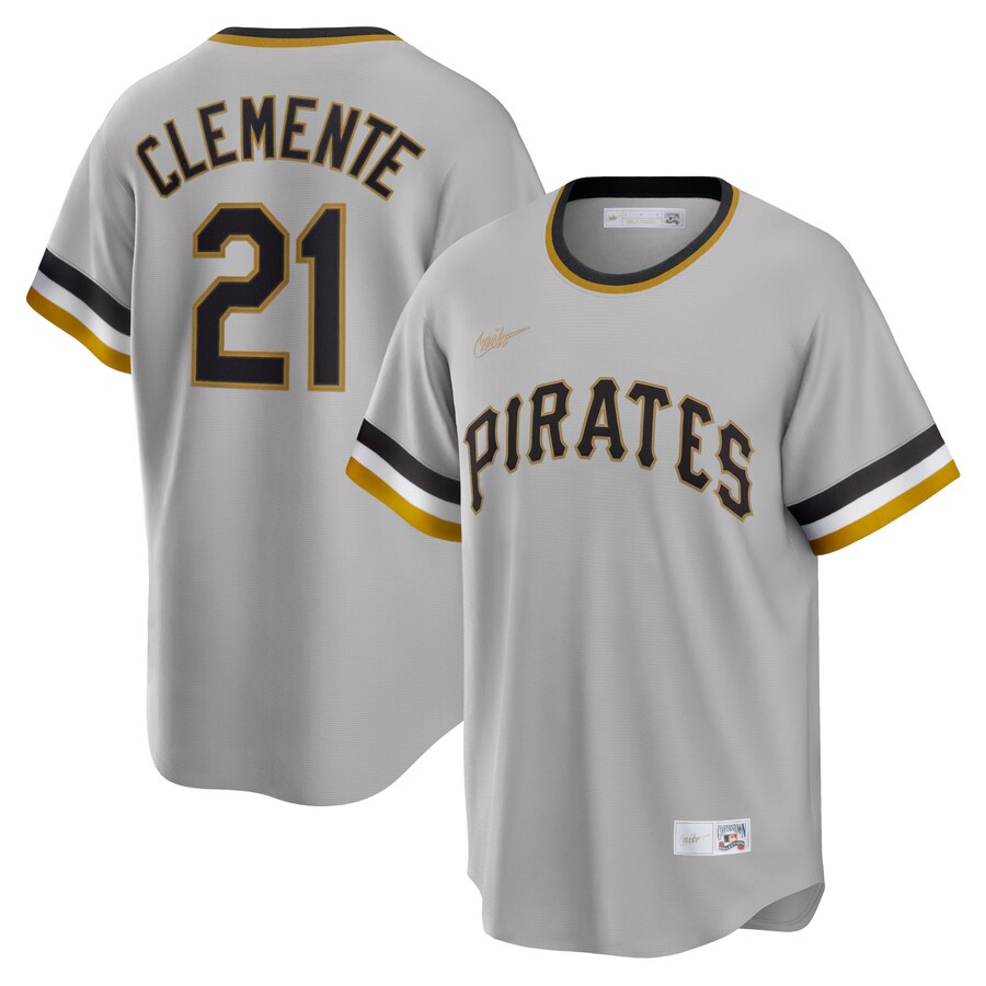 Men's Pittsburgh Pirates Roberto Clemente Nike Gray Road Cooperstown Collection Player Jersey - Ujersey Shop