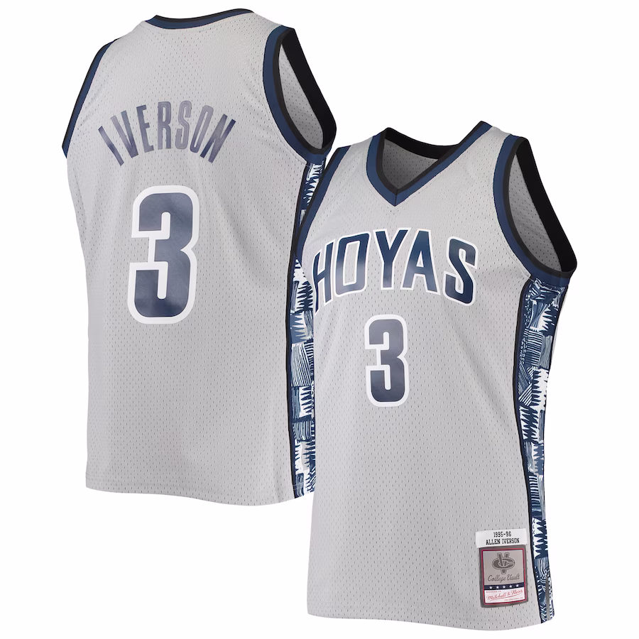 Allen Iverson Georgetown Hoyas Mitchell & Ness 1995/96 Swingman Replica Jersey - Gray - Ujersey Shop