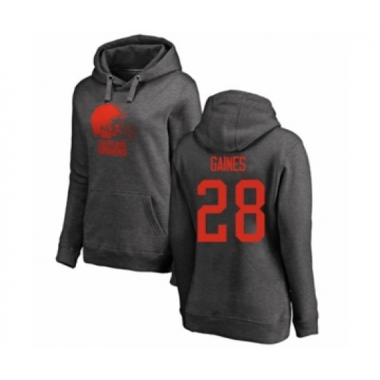 Football Women's Cleveland Browns #28 Phillip Gaines Ash One Color Pullover Hoodie - Ujersey Shop
