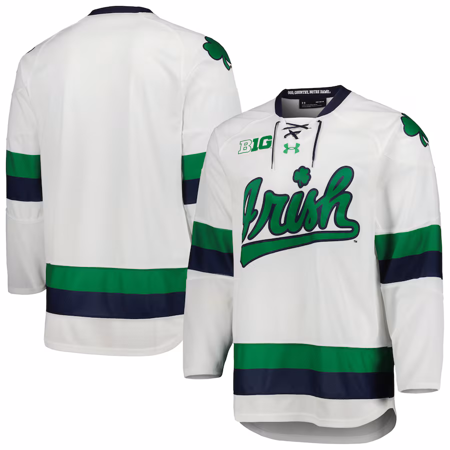 Men's Under Armour White Notre Dame Fighting Irish Team Replica Hockey Jersey - Ujersey Shop