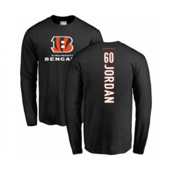 Football Cincinnati Bengals #60 Michael Jordan Black Backer Long Sleeve T-Shirt - Ujersey Shop