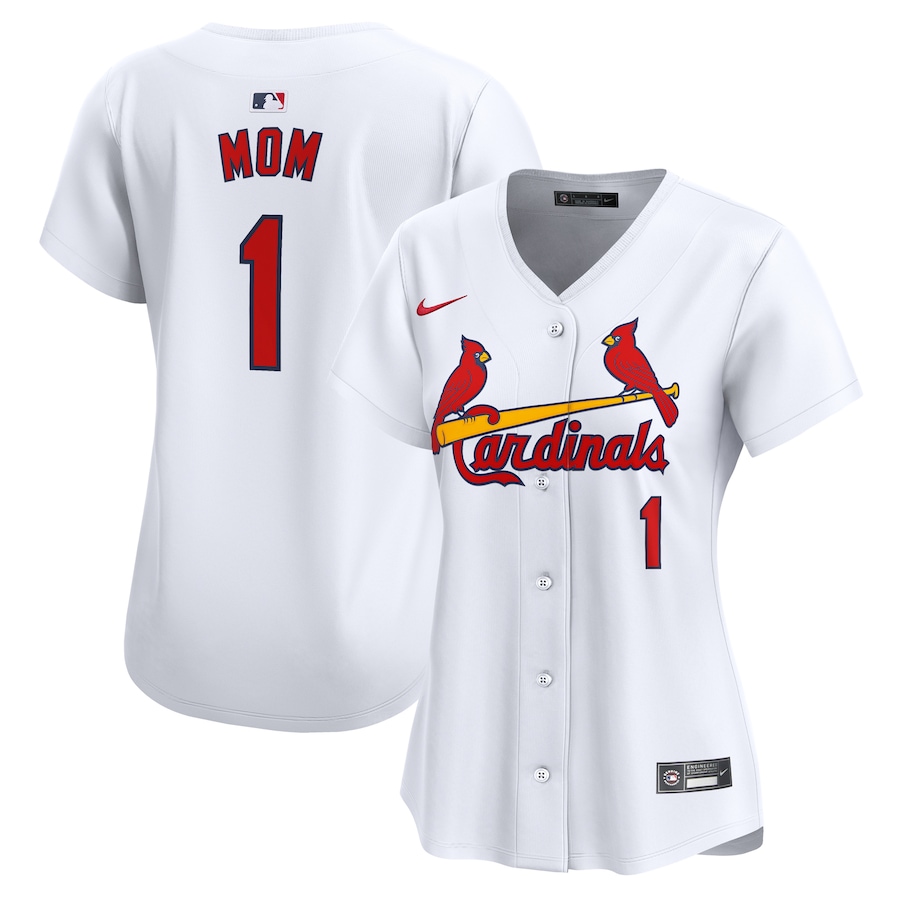 Women's St. Louis Cardinals Nike White #1 Mom Home Limited Jersey - Ujersey Shop