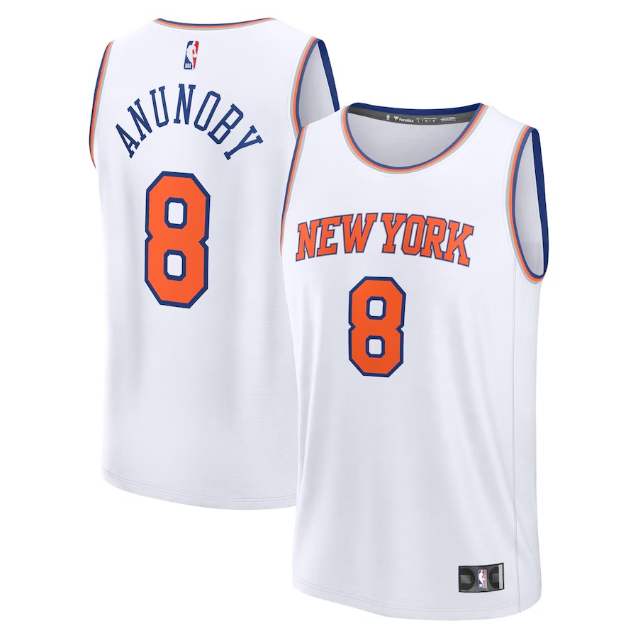 Men's New York Knicks OG Anunoby Fanatics White Fast Break Replica Player Jersey - Association Edition - Ujersey Shop