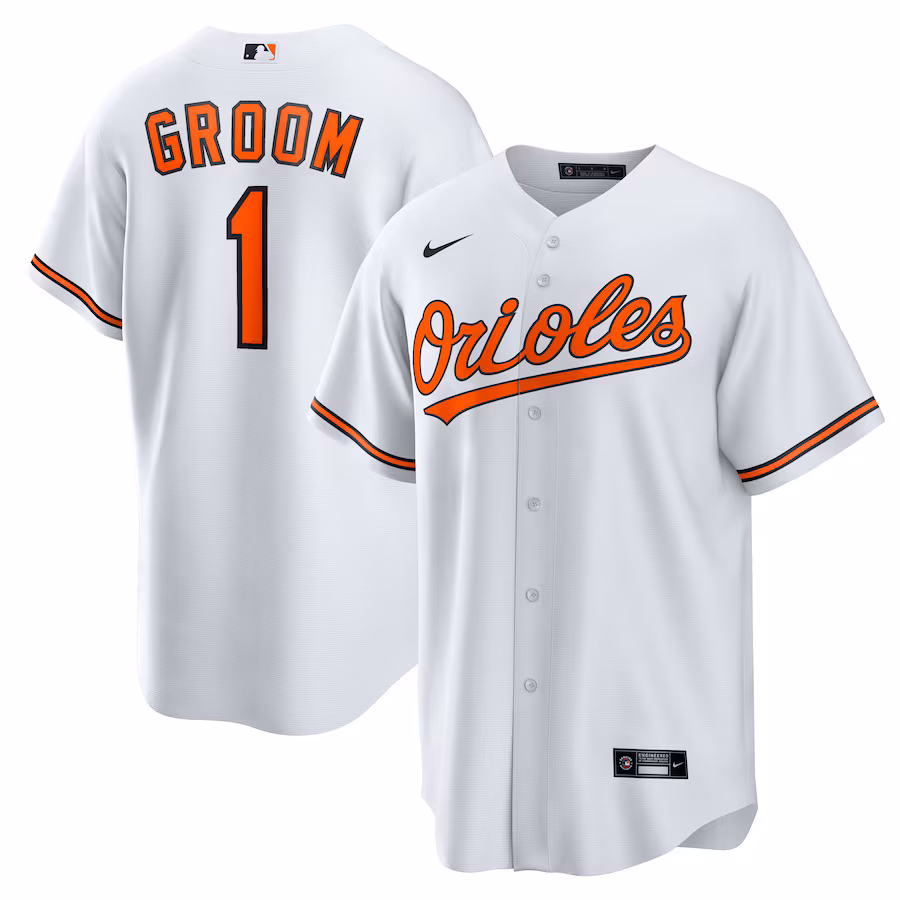Men's Baltimore Orioles Nike White #1 Groom Home Replica Jersey - Ujersey Shop