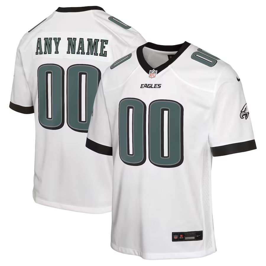 Youth Philadelphia Eagles Nike White Custom Game Jersey - Ujersey Shop