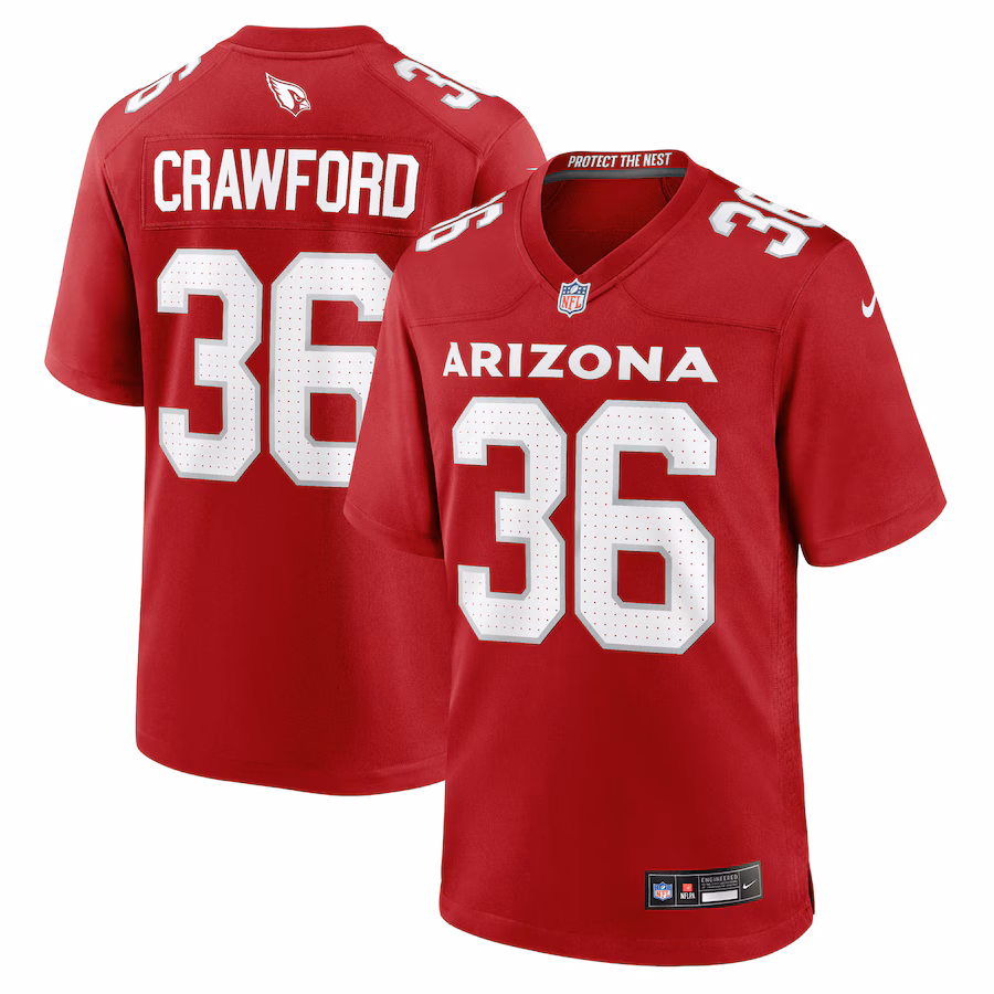 Men's Arizona Cardinals Kitan Crawford Nike Cardinal Team Game Jersey - Ujersey Shop