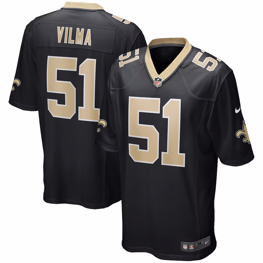 Men's New Orleans Saints Jonathan Vilma Nike Black Game Retired Player Jersey - Ujersey Shop