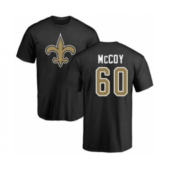 Football New Orleans Saints #60 Erik McCoy Black Name & Number Logo T-Shirt - Ujersey Shop