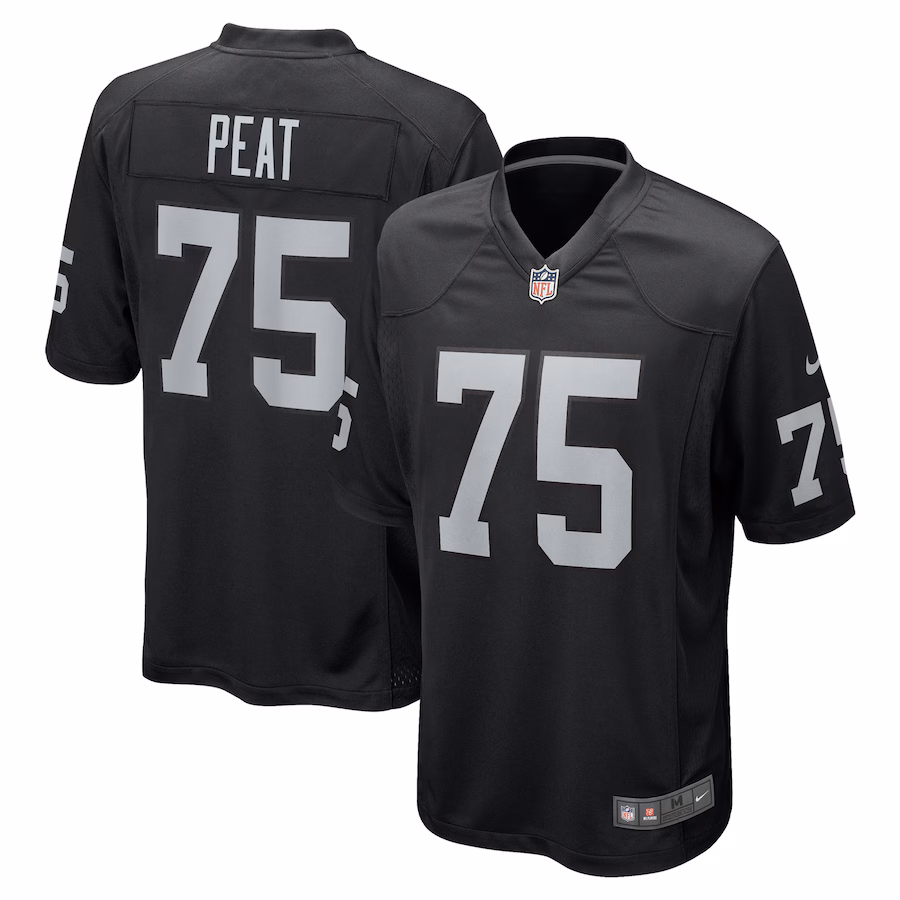 Men's Las Vegas Raiders Andrus Peat Nike Black Team Game Jersey - Ujersey Shop
