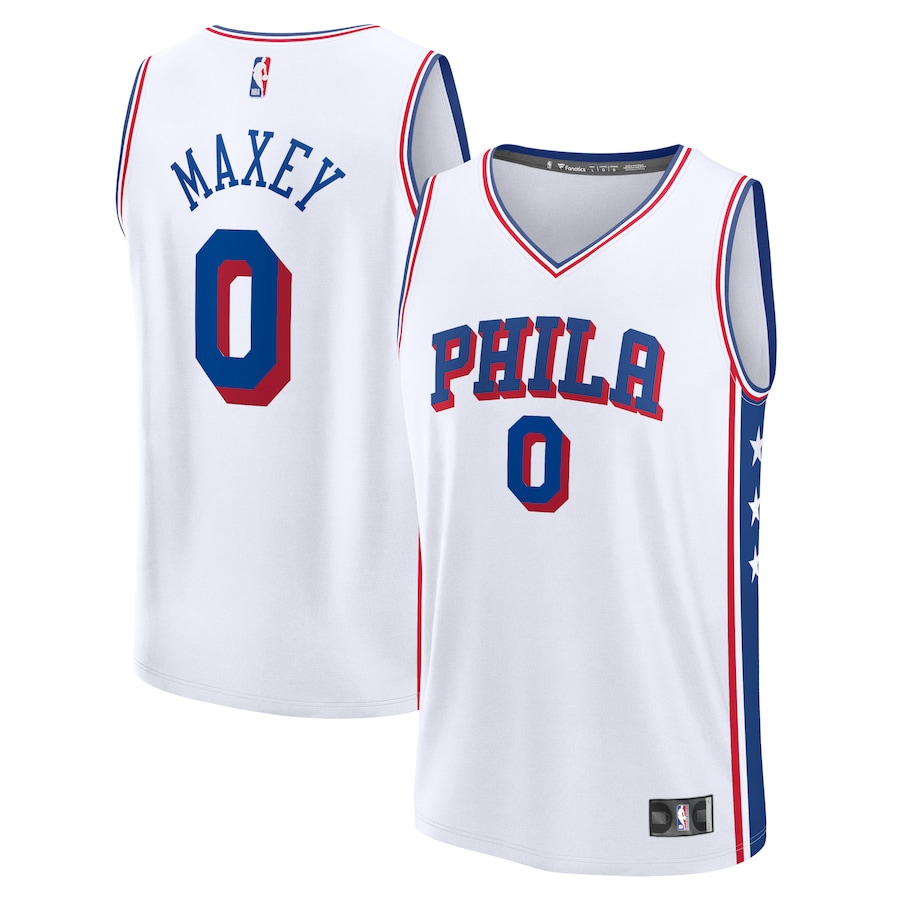 Men's Philadelphia 76ers Tyrese Maxey Fanatics White Fast Break Replica Player Jersey - Association Edition - Ujersey Shop