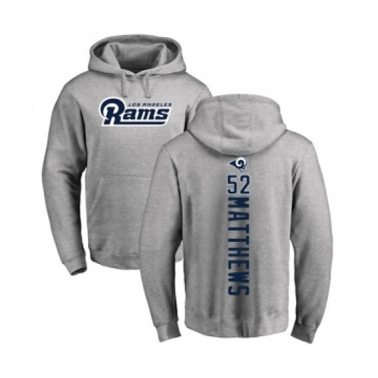 Football Los Angeles Rams #52 Clay Matthews Ash Backer Pullover Hoodie - Ujersey Shop