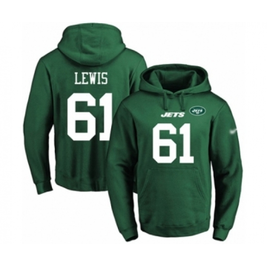 Football Men's New York Jets #61 Alex Lewis Green Name & Number Pullover Hoodie - Ujersey Shop