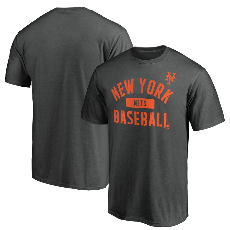 Men's New York Mets Charcoal Team Primary Pill T-Shirt - Ujersey Shop