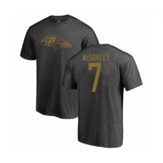 Football Baltimore Ravens #7 Trace McSorley Ash One Color T-Shirt - Ujersey Shop