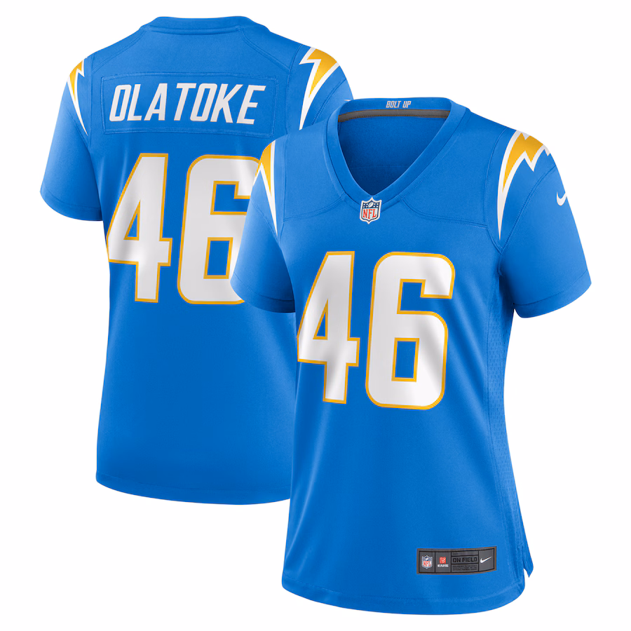 Women's Los Angeles Chargers Praise Olatoke Nike  Powder Blue Team Game Jersey - Ujersey Shop