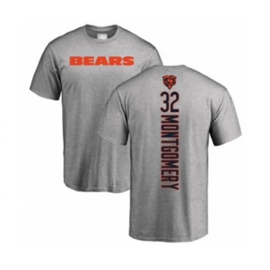 Football Chicago Bears #32 David Montgomery Ash Backer T-Shirt - Ujersey Shop