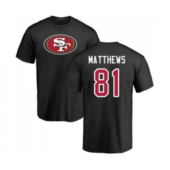 Football San Francisco 49ers #81 Jordan Matthews Black Name & Number Logo T-Shirt - Ujersey Shop