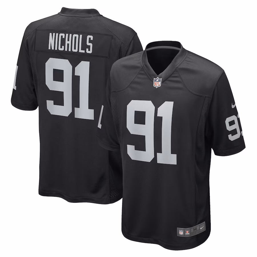 Men's Las Vegas Raiders Bilal Nichols Nike Black Game Player Jersey - Ujersey Shop