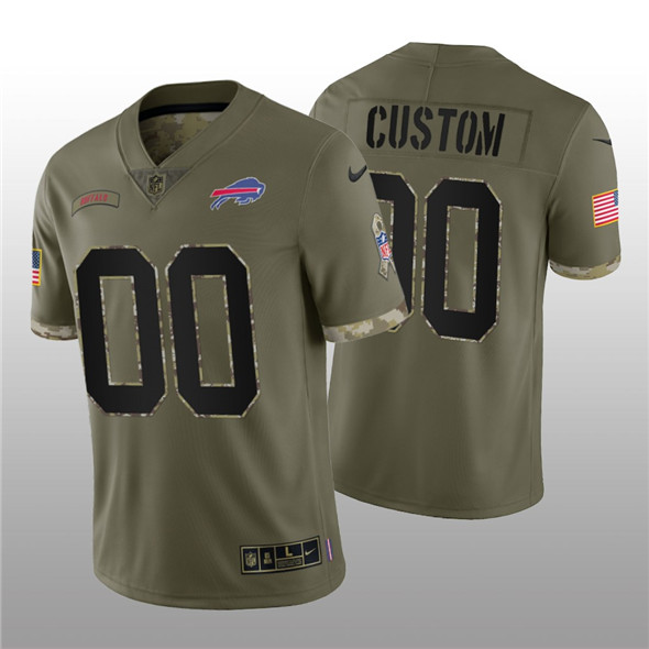 Men's Buffalo Bills ACTIVE PLAYER Custom 2022 Olive Salute To Service Limited Stitched Jersey - Ujersey Shop