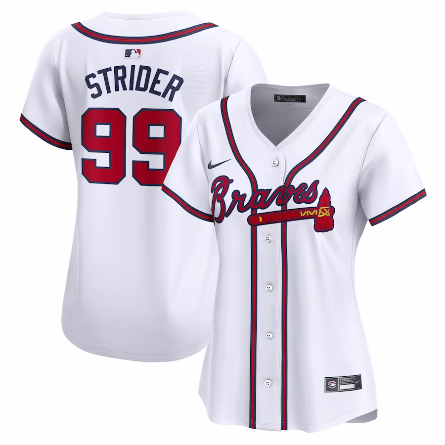 Women's Atlanta Braves Spencer Strider Nike White Home Limited Player Jersey - Ujersey Shop
