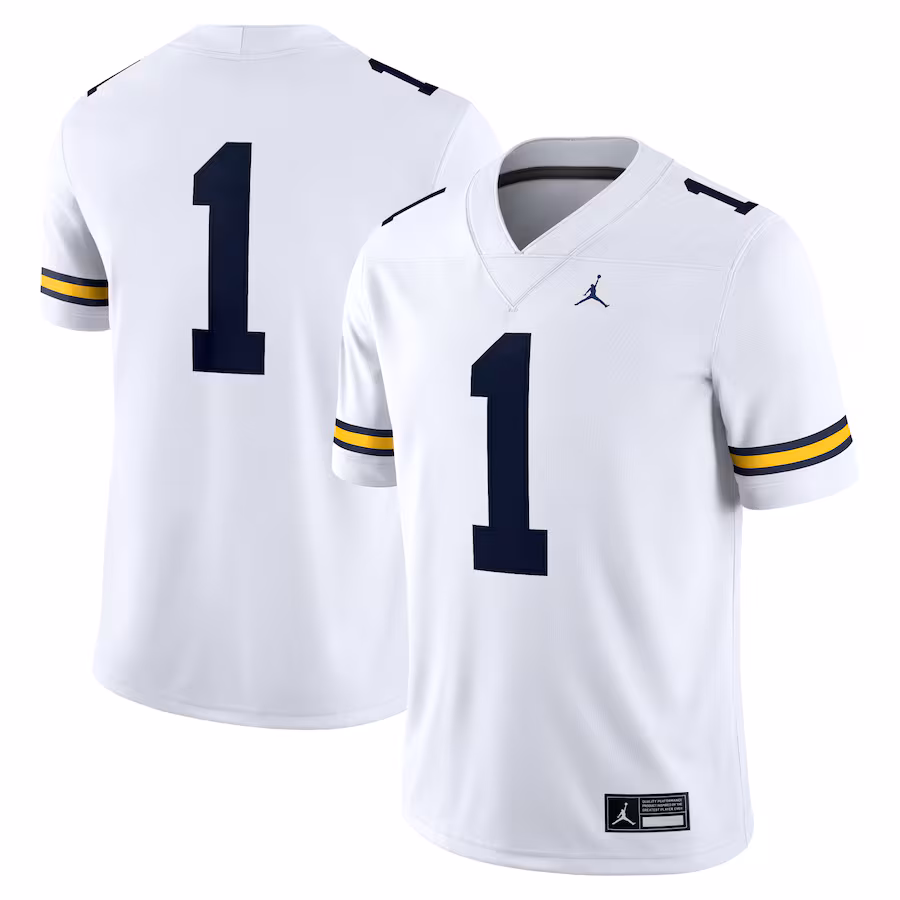 Men's Jordan Brand #1 White Michigan Wolverines Game Jersey - Ujersey Shop