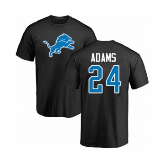 Football Detroit Lions #24 Andrew Adams Black Name & Number Logo T-Shirt - Ujersey Shop