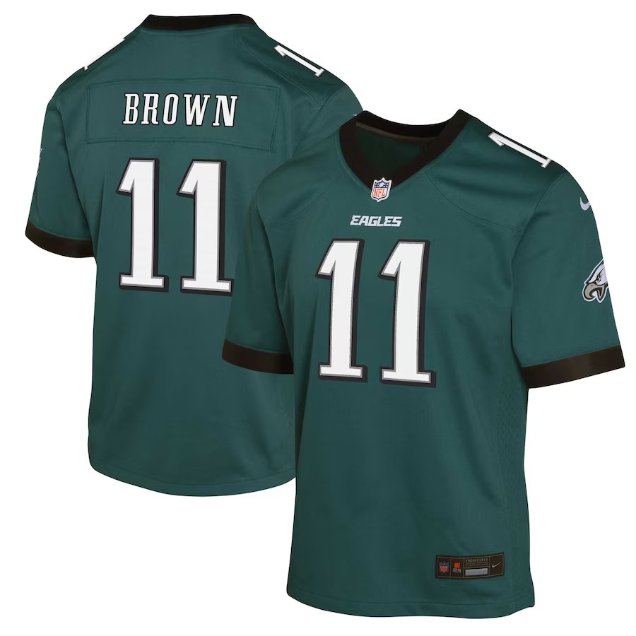 Youth Philadelphia Eagles A.J. Brown Nike Midnight Green Game Jersey - Ujersey Shop
