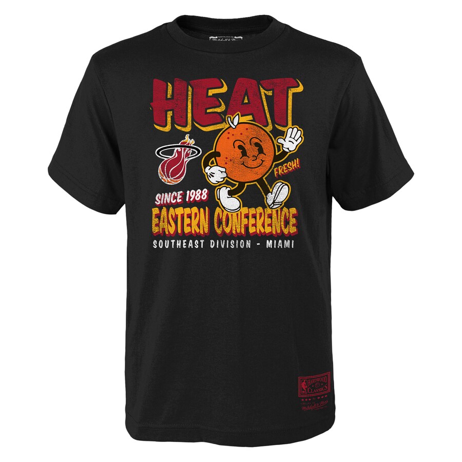 Youth Miami Heat Mitchell & Ness Black Concession Food Character T-Shirt - Ujersey Shop