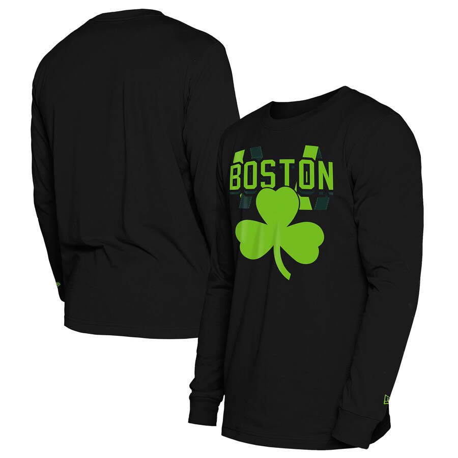 Men's Boston Celtics  New Era Black 2024/25 City Edition Long Sleeve T-Shirt - Ujersey Shop