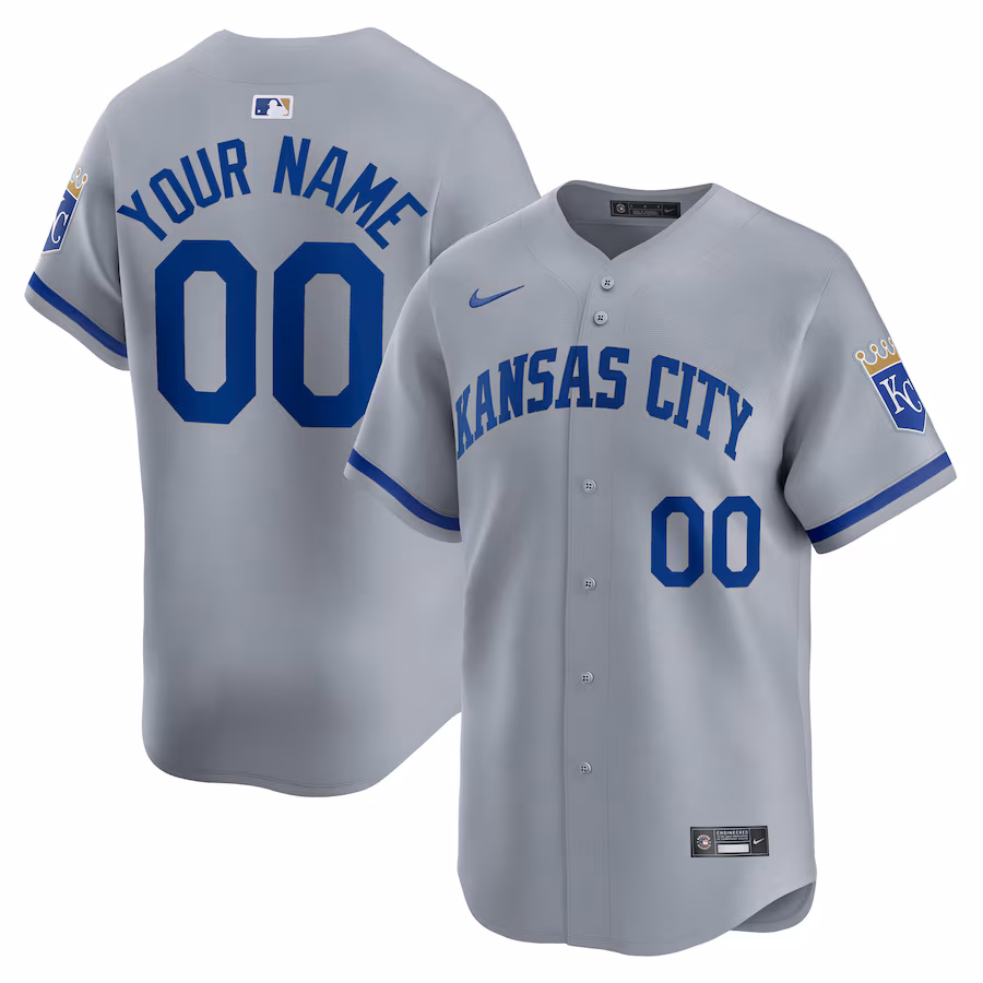 Men's Kansas City Royals  Nike Gray Away Limited Custom Jersey - Ujersey Shop