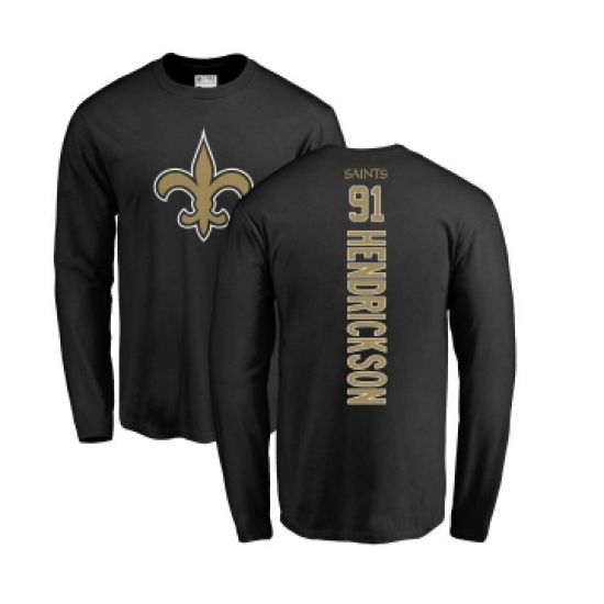 Football New Orleans Saints #91 Trey Hendrickson Black Backer Long Sleeve T-Shirt - Ujersey Shop