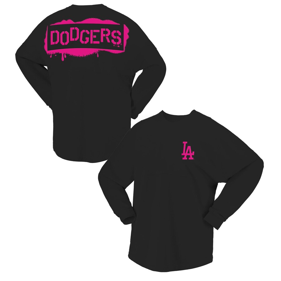 Women's Los Angeles Dodgers Fanatics Black Neon Jersey Long Sleeve T-Shirt - Ujersey Shop