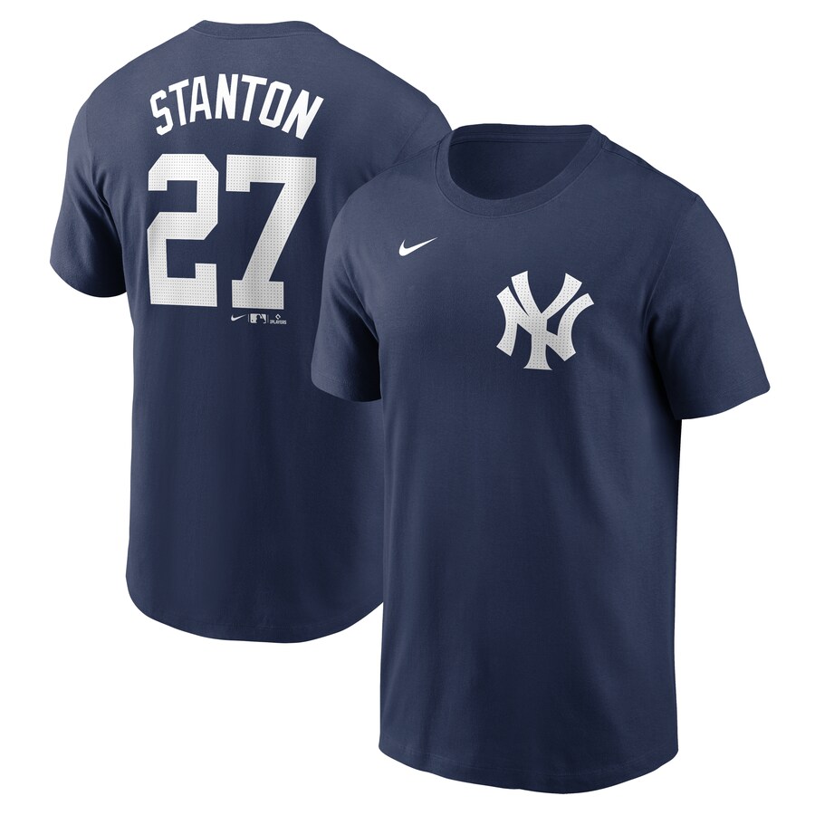 Men's New York Yankees Giancarlo Stanton Nike Navy Fuse Name & Number T-Shirt - Ujersey Shop