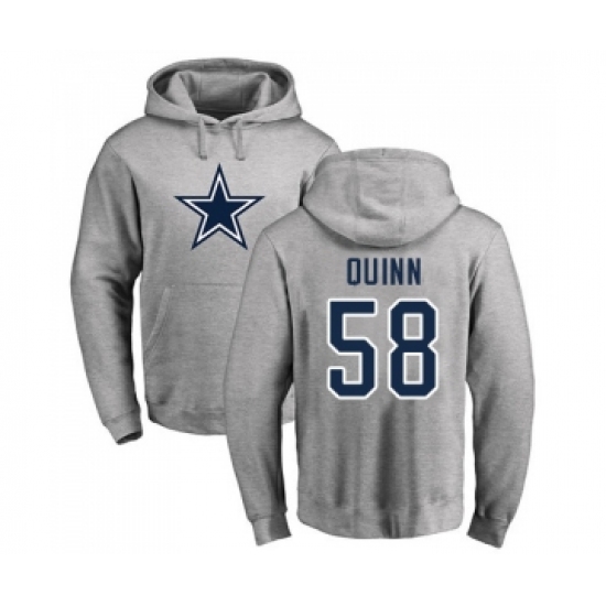 Football Dallas Cowboys #58 Robert Quinn Ash Name & Number Logo Pullover Hoodie - Ujersey Shop