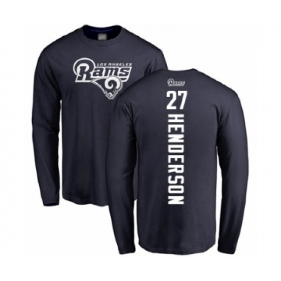 Football Los Angeles Rams #27 Darrell Henderson Navy Blue Backer Long Sleeve T-Shirt - Ujersey Shop