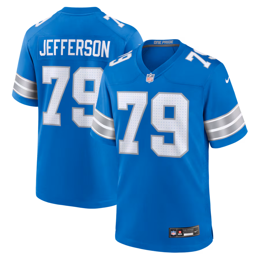 Men's Detroit Lions Quinton Jefferson Nike Blue Team Game Jersey - Ujersey Shop
