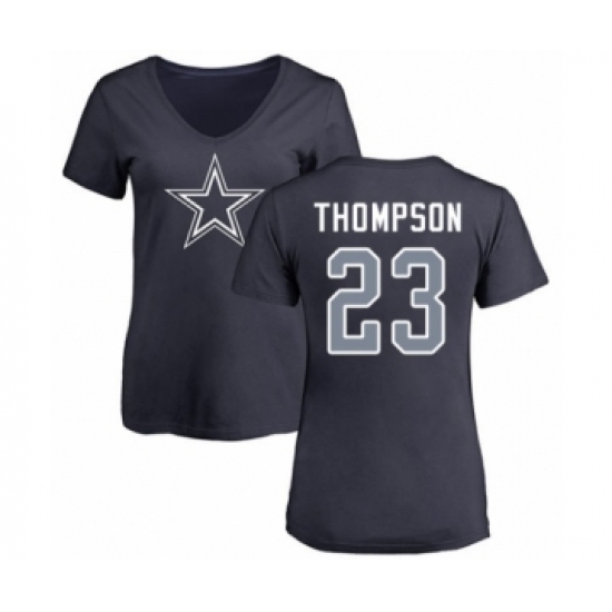 Football Dallas Cowboys #23 Darian Thompson Ash Name & Number Logo T-Shirt - Ujersey Shop