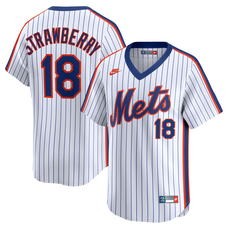 Men's New York Mets Darryl Strawberry Nike White Throwback Cooperstown Collection Limited Jersey - Ujersey Shop