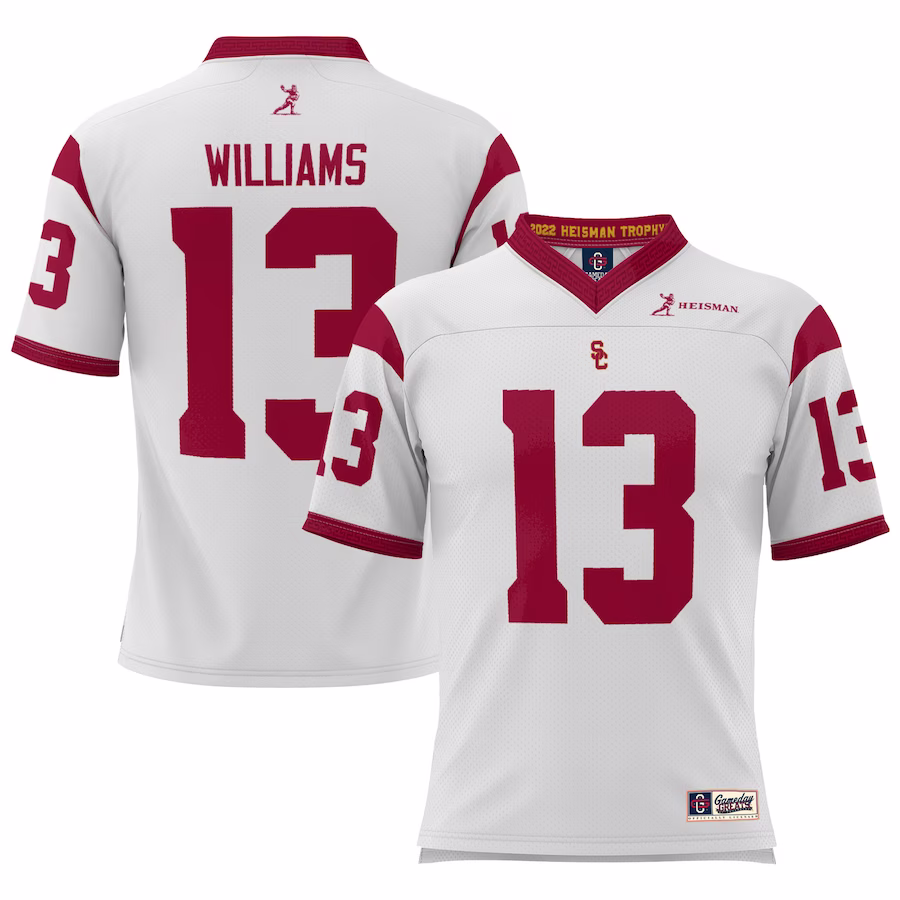 Caleb Williams USC Trojans GameDay Greats Youth Heisman Memorial Jersey Lightweight- White - Ujersey Shop